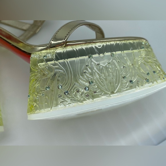 Rare Christian Louboutin Yazefine Platform Metallic Embellished Sandals. Sz37.5 - Picture 13 of 16